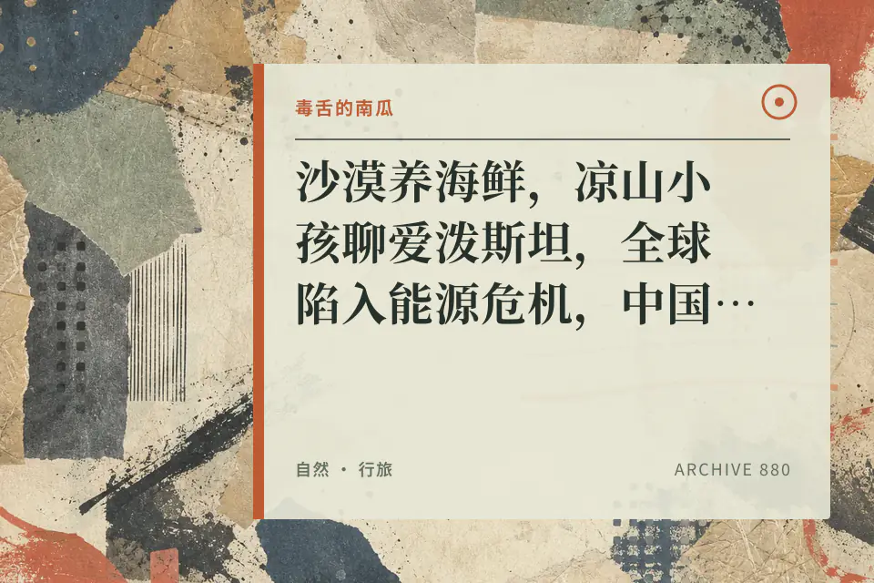 沙漠养海鲜,凉山小孩聊爱泼斯坦,全球陷入能源危机,中国凭什么可以独善其身?【毒舌的南瓜】封面
